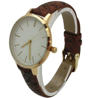 Olivia Pratt Snake Print Leather Strap Watch