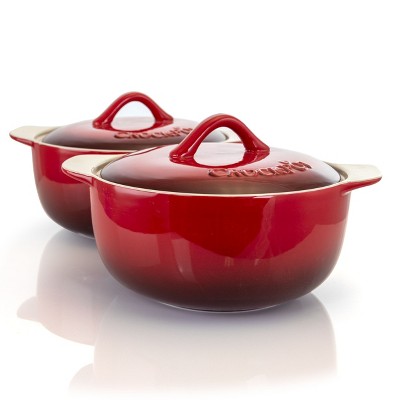 Crock-Pot  2 Piece 2.3 Quart Artisan Casserole Bakeware Set in Red