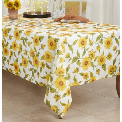 Sunflower Design Yellow Fabric Summer Tablecloth