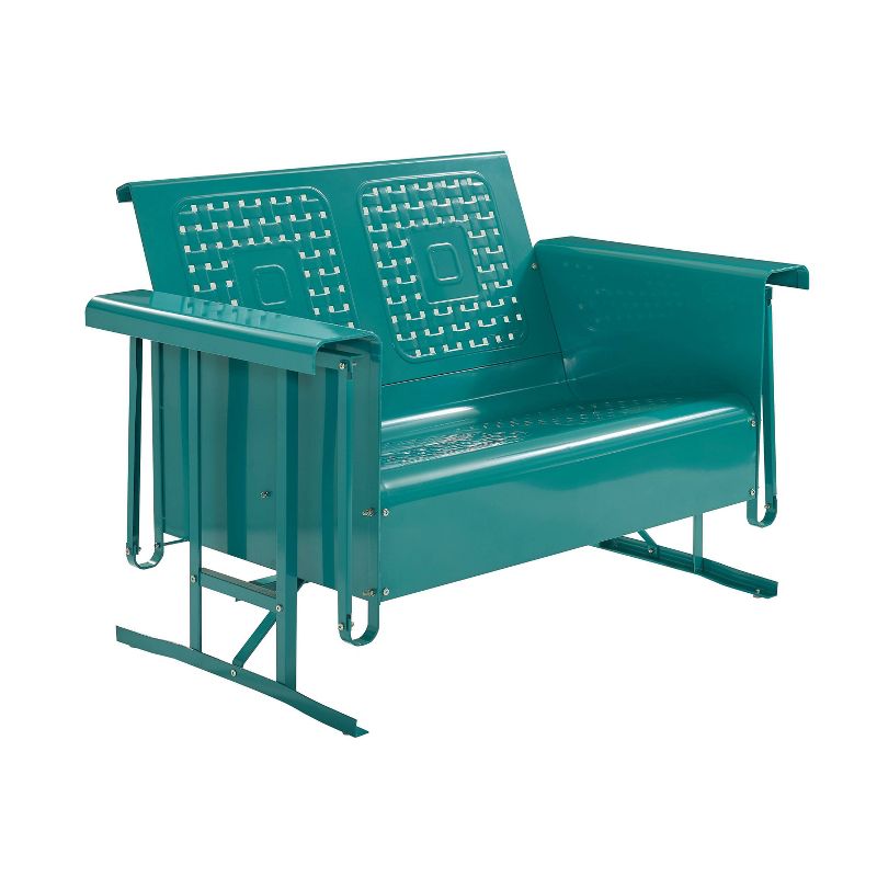 Bates Outdoor Loveseat Glider - Turquoise Gloss - Crosley, 6 of 15