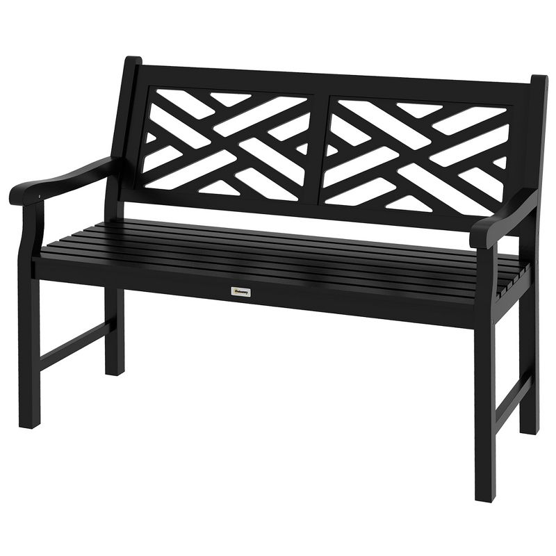 Outsunny 43.25" Outdoor Garden Bench, Wooden Bench, Poplar Slatted Frame Furniture for Patio, Park, Porch, Lawn, Yard, Deck, 4 of 7