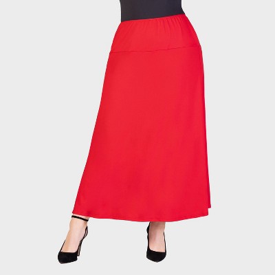 24seven Comfort Aapparel Womens Plus Elastic Waist Comfortable Fit Maxi Skirt