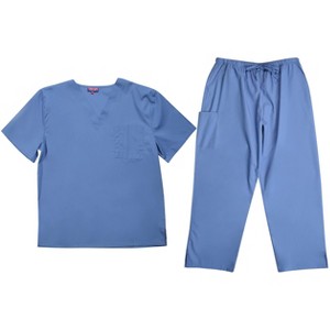 Tropi Mens Scrub Sets - Four Pocket Medical Scrubs Uniform (V-Neck with Cargo Pant) - 1 of 3