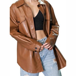 Women's FAUX LEATHER JACKET - PLUS - eesome - 1 of 4