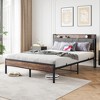 TiramisuBest Full Bed Frame with Storage Headboard & Charging Station, Sturdy Noise-Free Design, No Box Spring & Easy Assembly (Brown/Gray) - 2 of 4