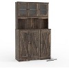 71" Farmhouse Pantry Cabinet with Charging Station,Kitchen Hutch Display Storage Cabinet with Microwave Stand for Dining Room - 2 of 4