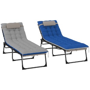 Aghana Digitals 2-Pack Foldable Outdoor Lounge Chairs with 5-Position Recline, Removable Cushions & - 1 of 4
