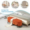 CAVINAS Oval Storage Ottoman Bench with Safety Hinge, Velvet Storage Bench with Padded Top, Multi-Functional Upholstered Bedroom End Bench - 3 of 4