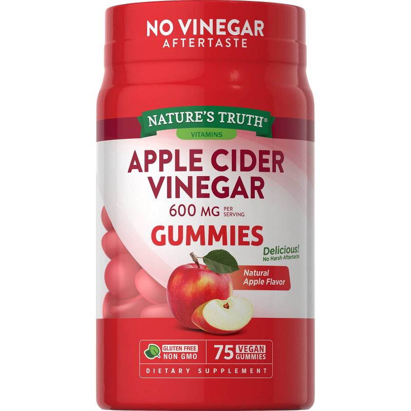 Nature&#39;s Truth Apple Cider Vinegar 600mg Vegan Gummies - Apple - 75ct, 1 of 5