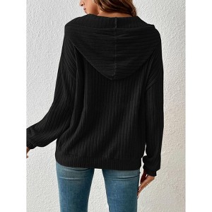 Oversized Hoodies for Women Casual Long Sleeve Textured Knit Drawstring Side Slit Pullover Sweatshirts with Pocket - 1 of 4