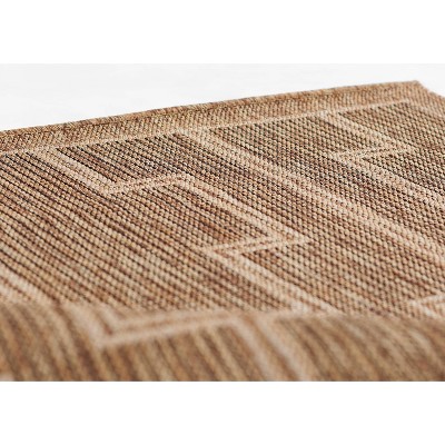 Hampton Natural Brown Geometric Indoor/Outdoor Area Rug 5' x 7'