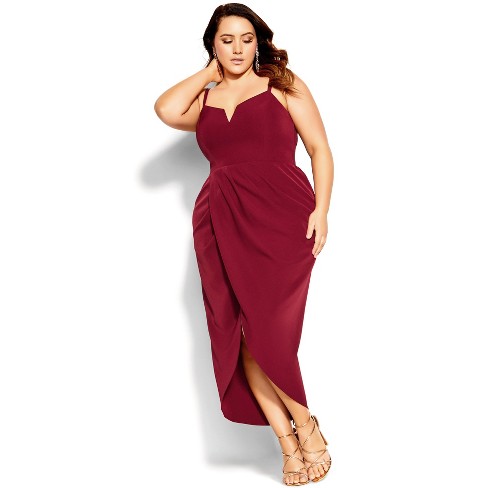 CITY CHIC | Women's Plus Size Sassy V Dress - ruby - 12 Plus