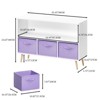 YONWAY Kids bookcase with Collapsible Fabric Drawers, Children's Book Display, Toy Storage Cabinet Organizer, White/Purple - 3 of 4
