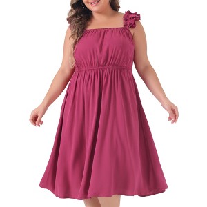 Agnes Orinda Women's Plus Size Ruffle Cap Sleeve Shirred Waist Beach Summer A Line Sundresses - 1 of 4