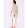 INSPIRE CHIC Women's Cotton Pajamas Waffle Long Sleeves Top and Pants with Pockets Lounge Sets - 4 of 4