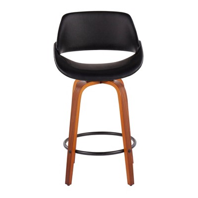 Walnut and Black Metal Swivel Adjustable Counter Stool, Set of 2