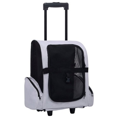 VidaXL Foldable Multipurpose Pet Trolley Carrier Bag in Gray - Ventilated and Collapsible Pet Backpack/Handbag for Small Pets