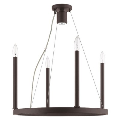 Bronze 5-Light Candle Chandelier with Steel Frame