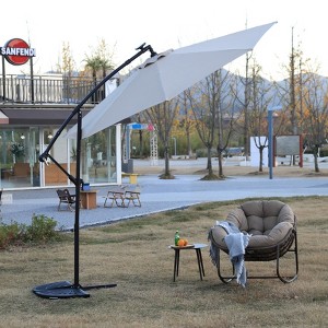 KTMBDW 10 ft Solar Umbrella Lighted Patio Umbrella Table Market Umbrella with Tilt and Crank Outdoor Umbrella for Garden, Backyard and Beach - 1 of 4