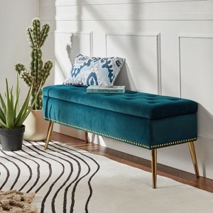 Hippolytus Storage Bench with Nailhead Trim and Button-tufted for Bedroom| ART OF LIVING DESIGNS - 1 of 4