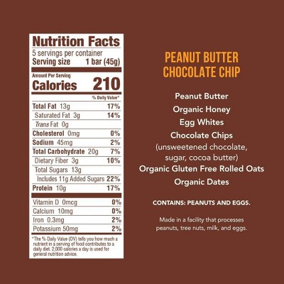 KiZE Peanut Butter Chocolate Chip Gluten Free Energy Protein Bar - 10g Protein - 8oz/5ct
