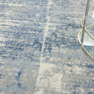 Blue Abstract Hand-knotted Synthetic 5' x 7' Area Rug