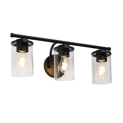LNC Clytaemnestric 21.6-in 3-Lights Black Cylinder Modern/Contemporary Bathroom Vanity Lights