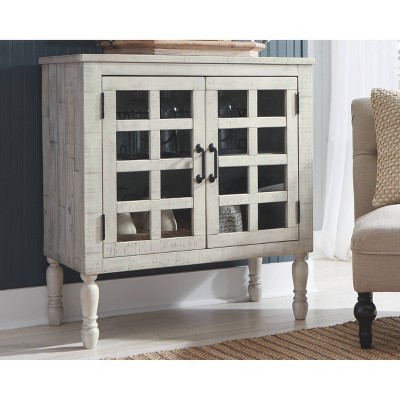 Transitional Whitewash Adjustable Office Accent Cabinet