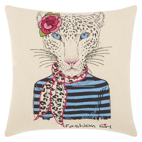 Mina Victory 18 X18 Scarf Snow Leopard Throw Pillow Beige Target