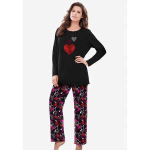 Dreams & Co. Petite Long Sleeve Knit PJ Set - 1 of 4
