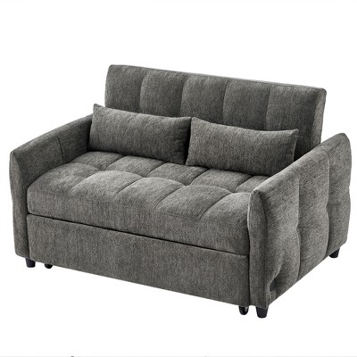 NicBex 52.8 Inch Tufted Loveseat Sofa Pull-out Sofa Bed with Adjustable Backrest,3 USB Ports and 2 Pillows for Living Room,Apartment