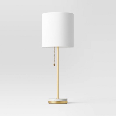 Hayes Marble Base Stick Lamp Brass - Threshold™: ETL Listed, Linen Shade, No Assembly Required