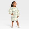 Toddler Girls' Long Sleeve Daisy Dress - Cat & Jack™ Green - 3 of 3