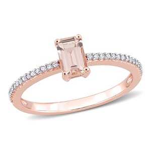 EVERLY JEWELRY | 10k Rose Gold Gemstone and Diamond Promise Ring- Multiple Gemstone Options - 1 of 4