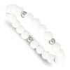 Chisel Stainless Steel Polished 6-8mm White Ceramic Beaded Stretch Bracelet - 2 of 4