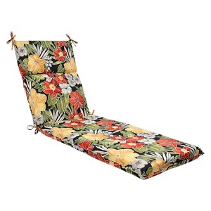Pillow Perfect Clemens Outdoor Chaise Lounge Cushion - Black, Red Black