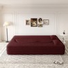 Okak Modern Convertible Sectional Sofa Couch Floor Sofa with 2 Pillows Teddy Fabric Upholstered Sofa Folding Mattress No Assembly Required, Burgundy - 4 of 4