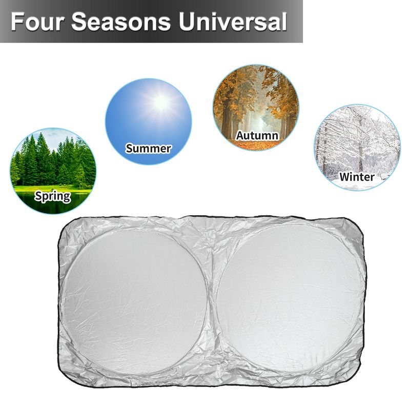 Unique Bargains Car Front Windshield Cover Protection Snow Ice Frost Freeze Sunshade 65.7"x36.4", 2 of 7