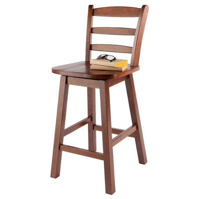 Scalera 24" Walnut Wood Swivel Counter Stool