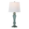 LumiSource (Set of 2) Windsor 25" Contemporary Table Lamps Clear Turquoise Glass with Off-White Linen Shade from Grandview Gallery - 3 of 4