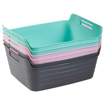 Leinuosen 21 Pcs Plastic Storage Bins Pantry Storage Baskets with Handle  Multiple Colors Organisation Storage Baskets for Kitchen Bathroom Classroom