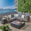 Christopher Knight Home Culatra Outdoor Acacia Wood 5 Seater Sectional Sofa Set with 50,000 BTU Iron Fire Pit - 2 of 4