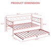 Twin Size Daybed, Metal Daybed Frame with Trundle, Heavy Duty Metal Slats, Mattress Foundation Platform Sofa Bed with Lockable Casters - 2 of 4