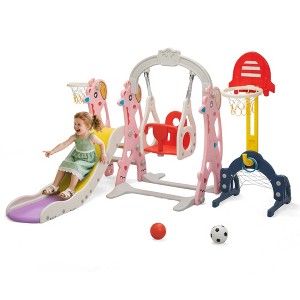 Sandinrayli 6 in 1 Toddler Slide and Swing Playset Indoor Outdoor Playground Kids Slide for Toddler - 1 of 4