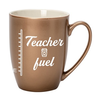 Elanze Designs Teacher Fuel Bronze 10 ounce New Bone China Coffee Cup Mug