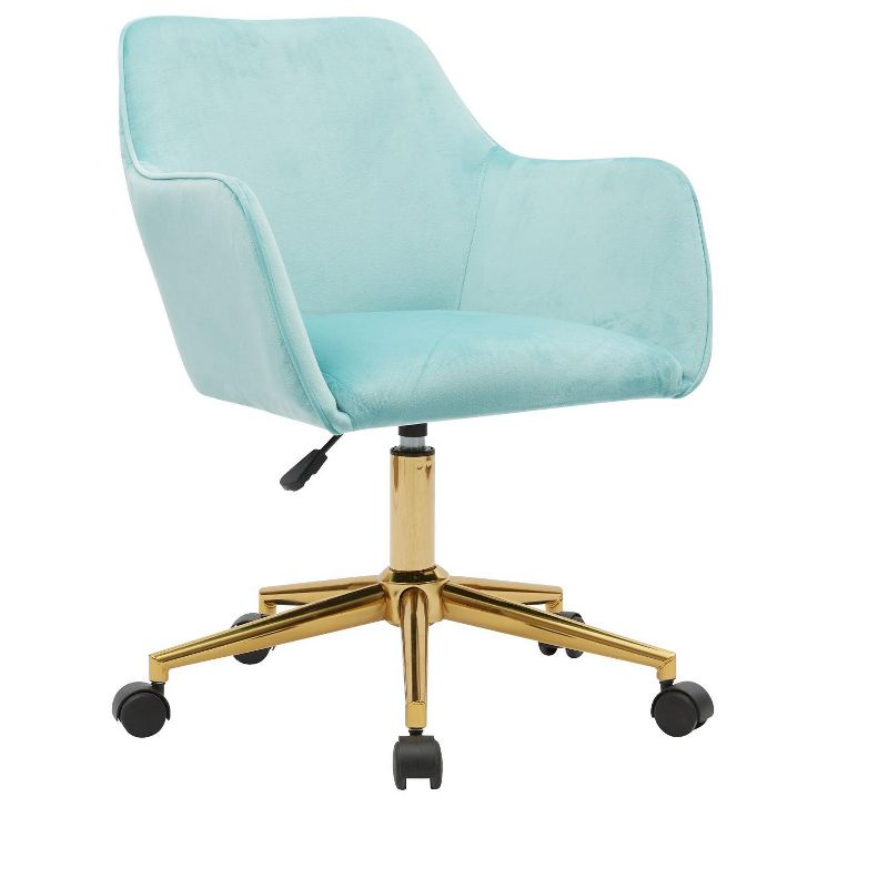 Modern Velvet/Teddy Fabric Adjustable Height Office Chair with Gold Metal Legs and Universal Wheels, Swivel Task Chair 4A - ModernLuxe, 4 of 9