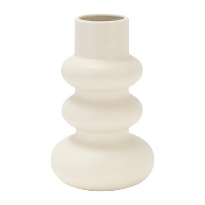 Sagebrook Home 9" Dolomite Stacked Vase Contemporary Abstract Stacked Sphere Cotton White