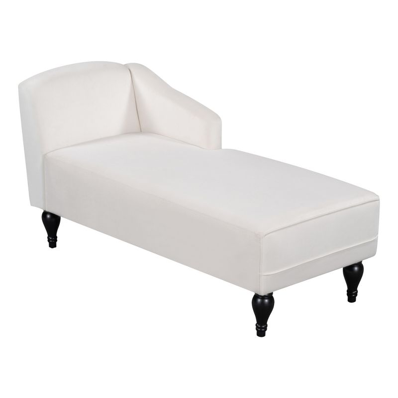 57.5" Vintage Velvet Chaise Lounge, Right Arm Facing Sleep Chaise Lounge with Solid Wood Legs - ModernLuxe, 4 of 8
