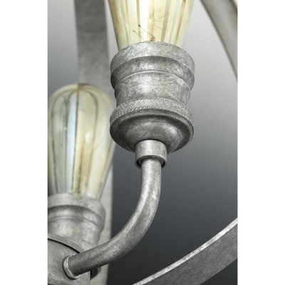 Galvanized and Antique White 6-Light Globe Pendant