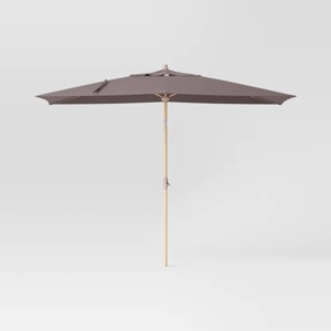 6'x10' Rectangular Outdoor Patio Market Umbrella with Faux Wood Pole - Threshold™ - 1 of 4